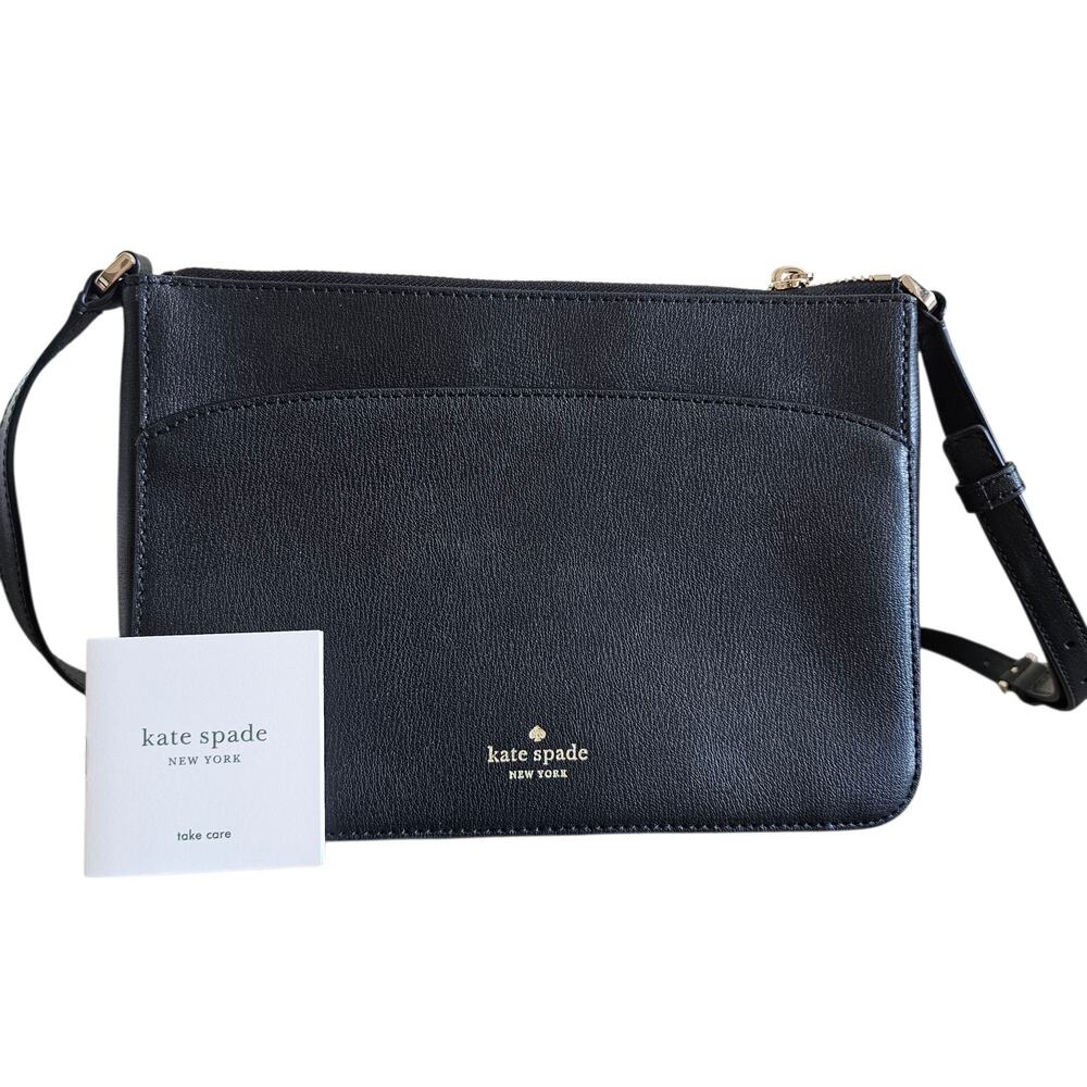 Kate Spade Black Leather Crossbody Bag Women’s Designer Purse Handbag